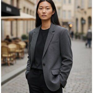 Isabel Marant Pour H&M Salt & Pepper Tweed Wool Blazer Office Career Boxy Size 2